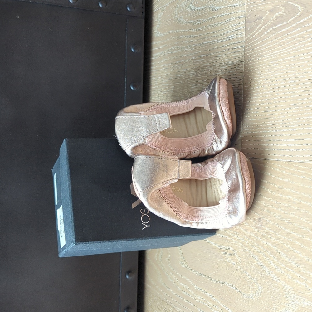 Yosi Samra Rose Gold Ballet Flats NIB Girls Size 12